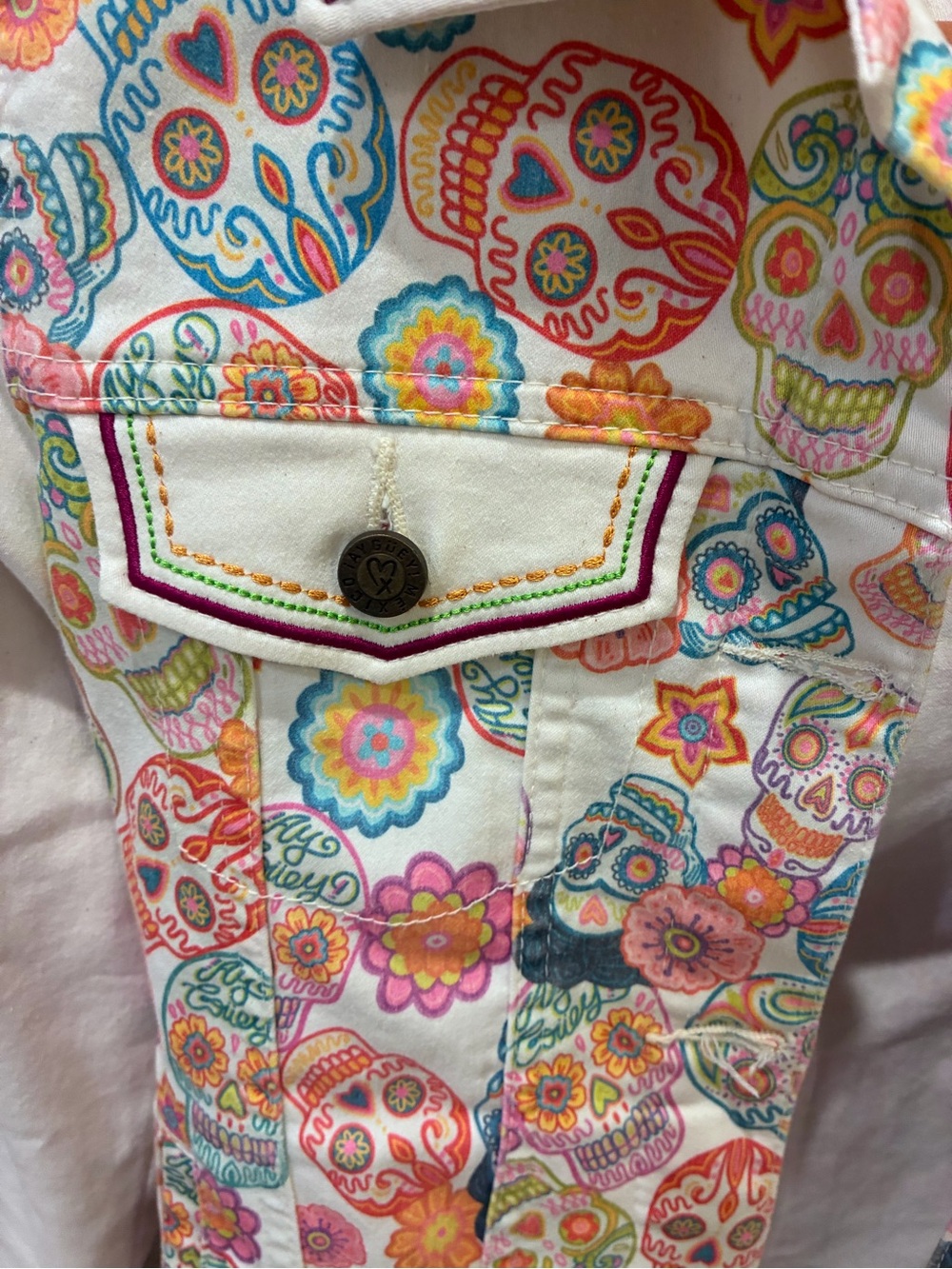 iAy Guey! Duval-Caramelos ‘sugar skull’ denim jacket. Size S - Picture 5 of 9